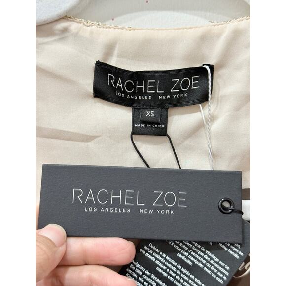 NWT Rachel Zoe Isla Metallic Fringe Open Front Cardigan Sweater Gold Women's XS - Picture 6 of 6